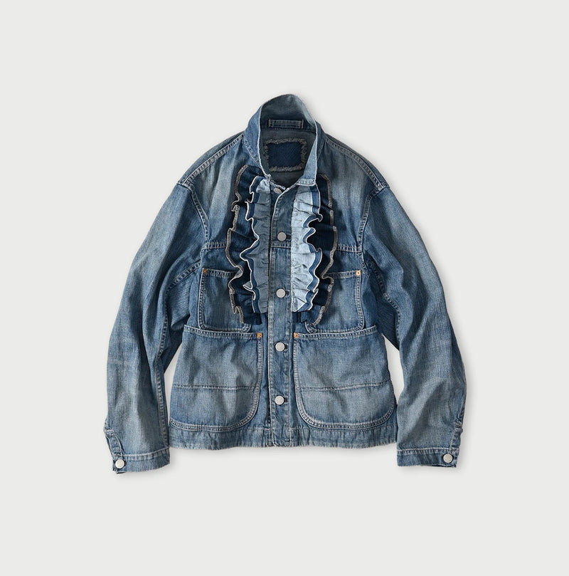45R Mugihiko Denim Frilled Coverall Zyu - Image 1