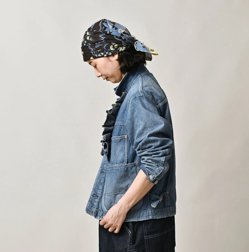 45R Mugihiko Denim Frilled Coverall Zyu - Image 4