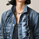 45R Mugihiko Denim Frilled Coverall Zyu