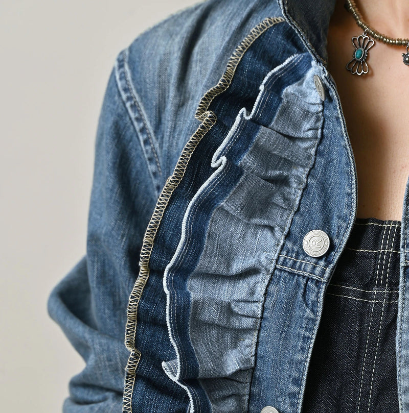 45R Mugihiko Denim Frilled Coverall Zyu - Image 7