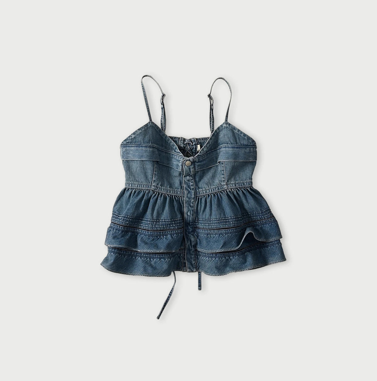 45R Mugihiko Denim Tiered Frill Camisole