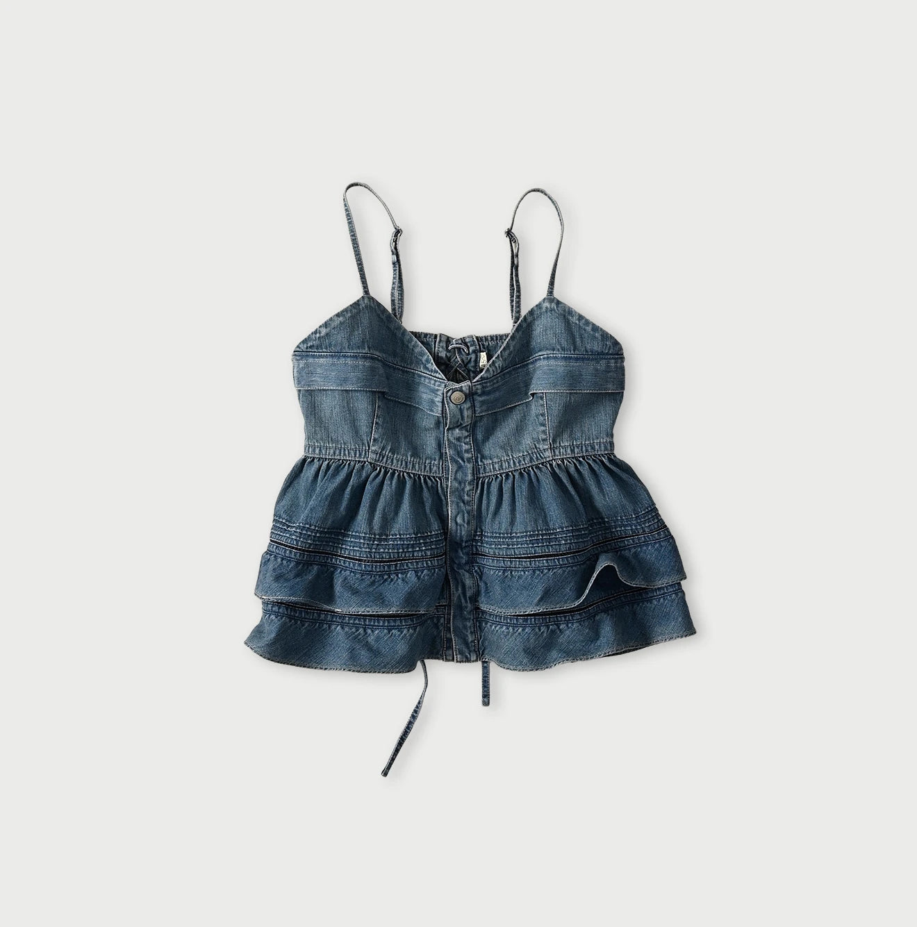 45R Mugihiko Denim Tiered Frill Camisole - Image 1