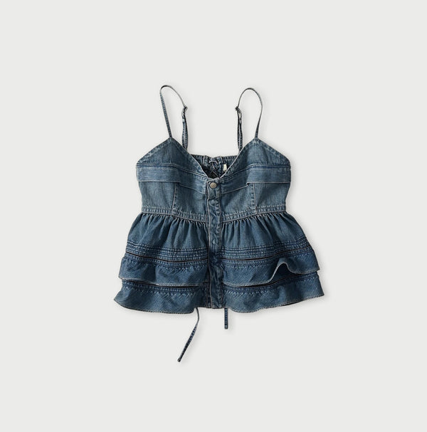 45R Mugihiko Denim Tiered Frill Camisole