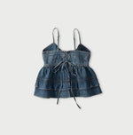 45R Mugihiko Denim Tiered Frill Camisole