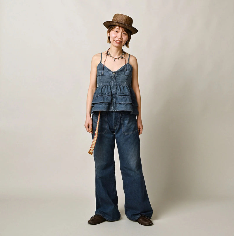 45R Mugihiko Denim Tiered Frill Camisole - Image 2