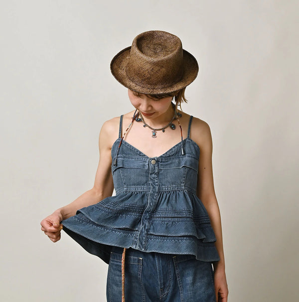 45R Mugihiko Denim Tiered Frill Camisole