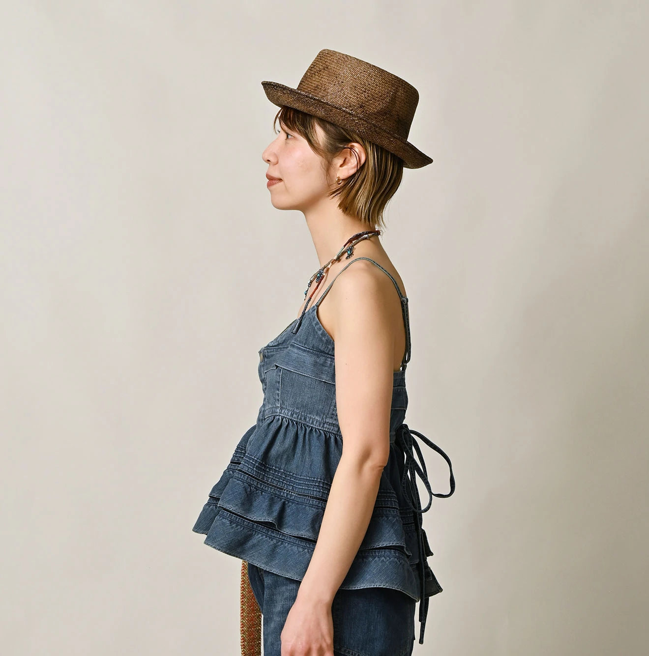 45R Mugihiko Denim Tiered Frill Camisole - Image 4