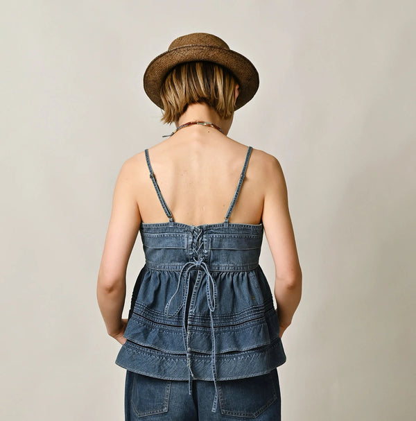 45R Mugihiko Denim Tiered Frill Camisole