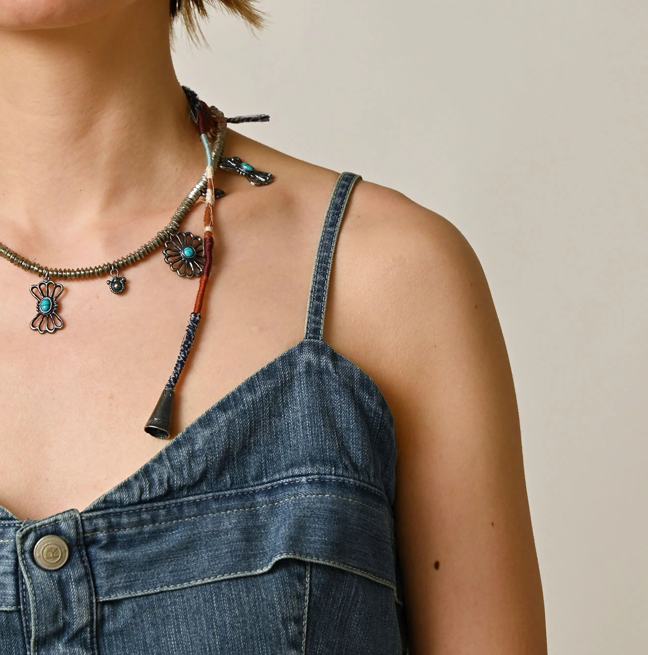 Mugihiko Denim Tiered Frill Camisole | 45R Official Online Store