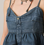 45R Mugihiko Denim Tiered Frill Camisole