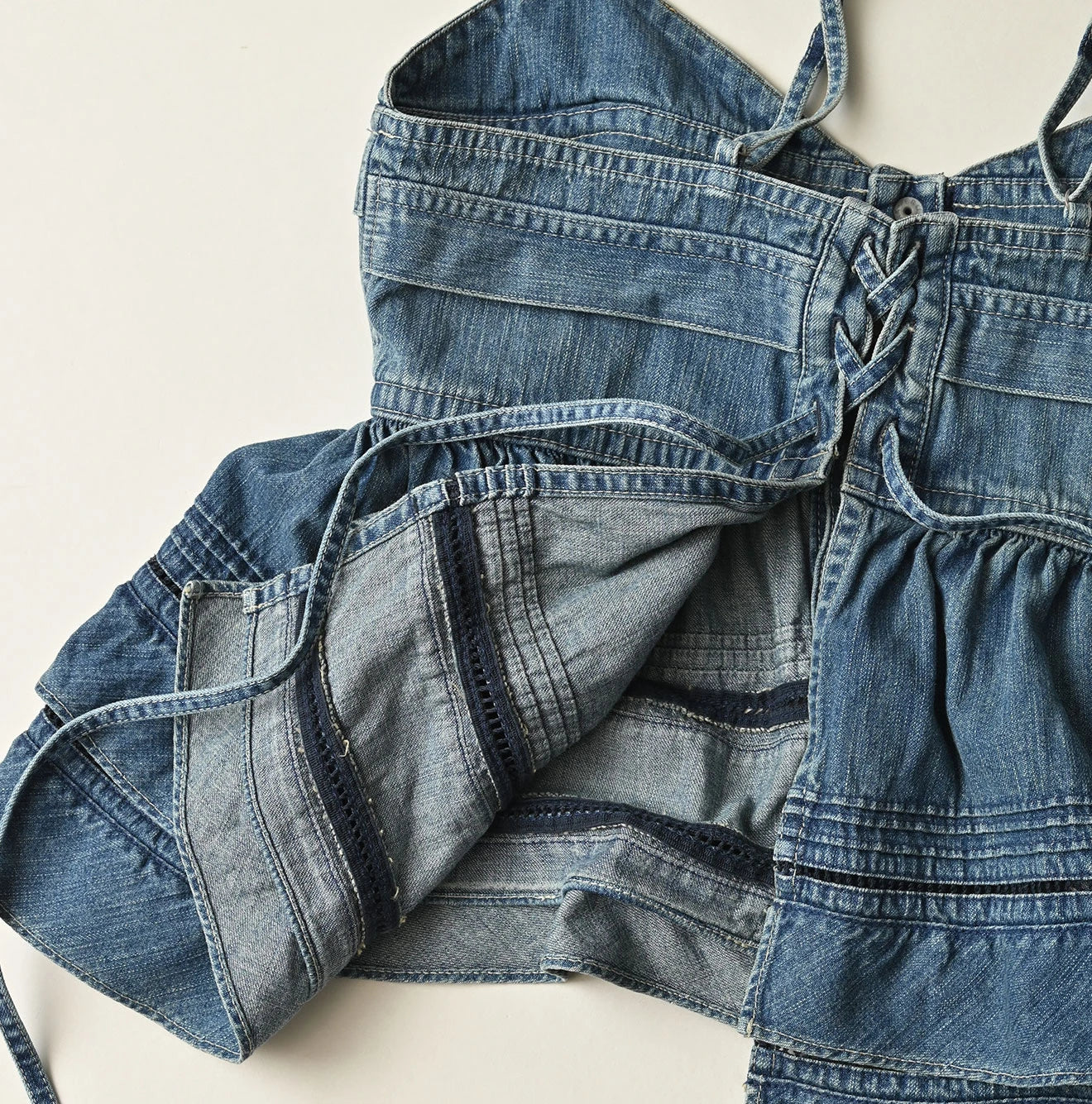 45R Mugihiko Denim Tiered Frill Camisole