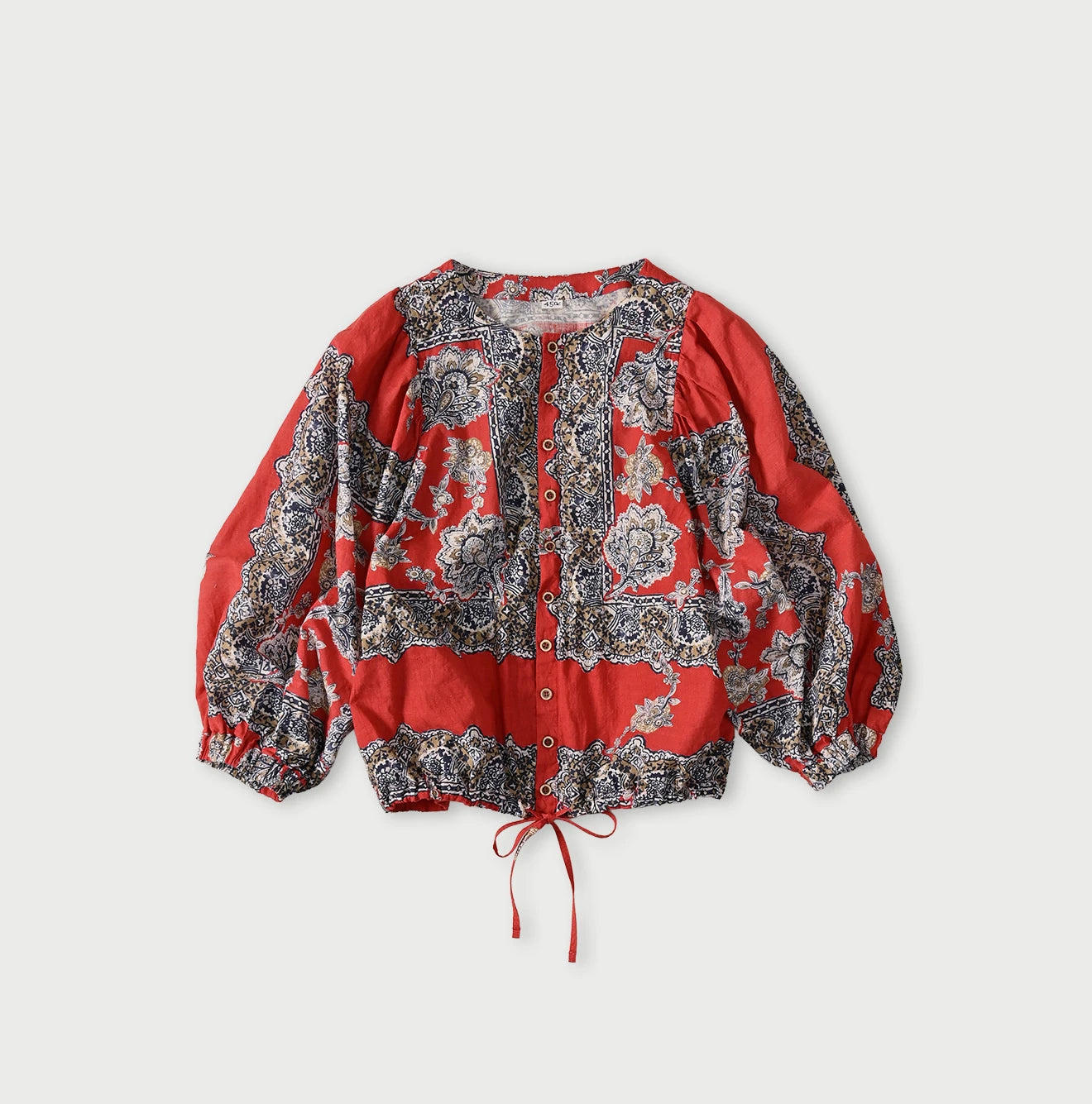 Khadi Bandana Paisley Puff Sleeve Blouse - Image 3