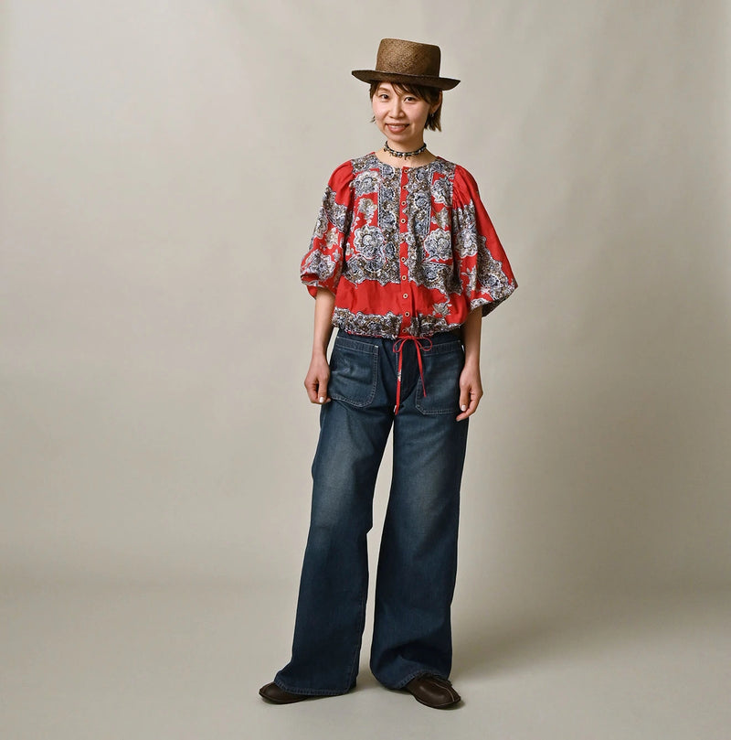 Khadi Bandana Paisley Puff Sleeve Blouse - Image 5