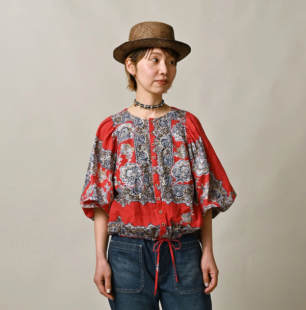 Khadi Bandana Paisley Puff Sleeve Blouse