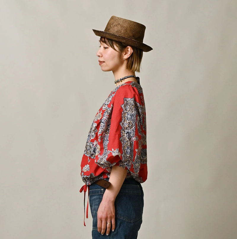 Khadi Bandana Paisley Puff Sleeve Blouse - Image 7