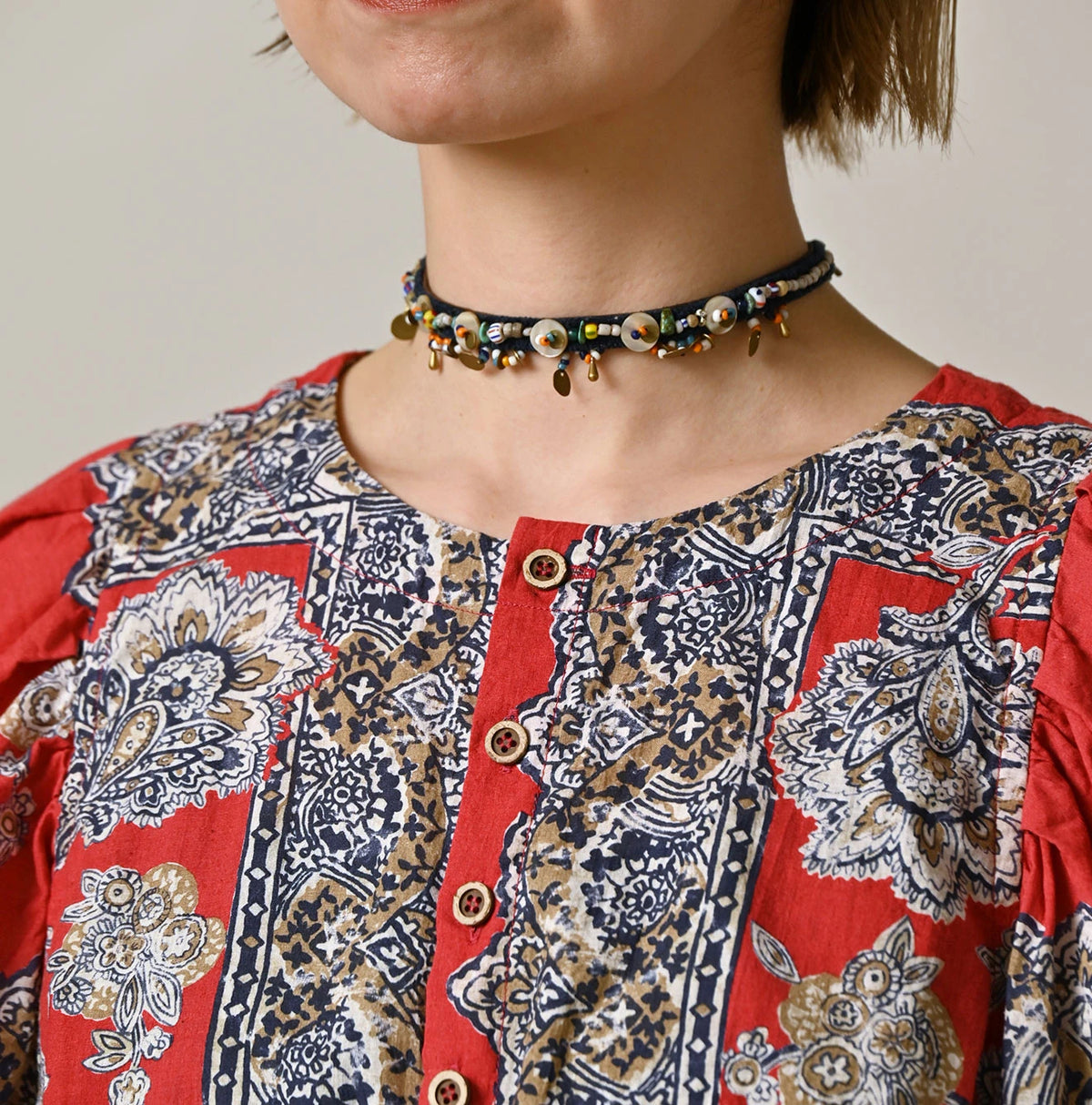 Khadi Bandana Paisley Puff Sleeve Blouse