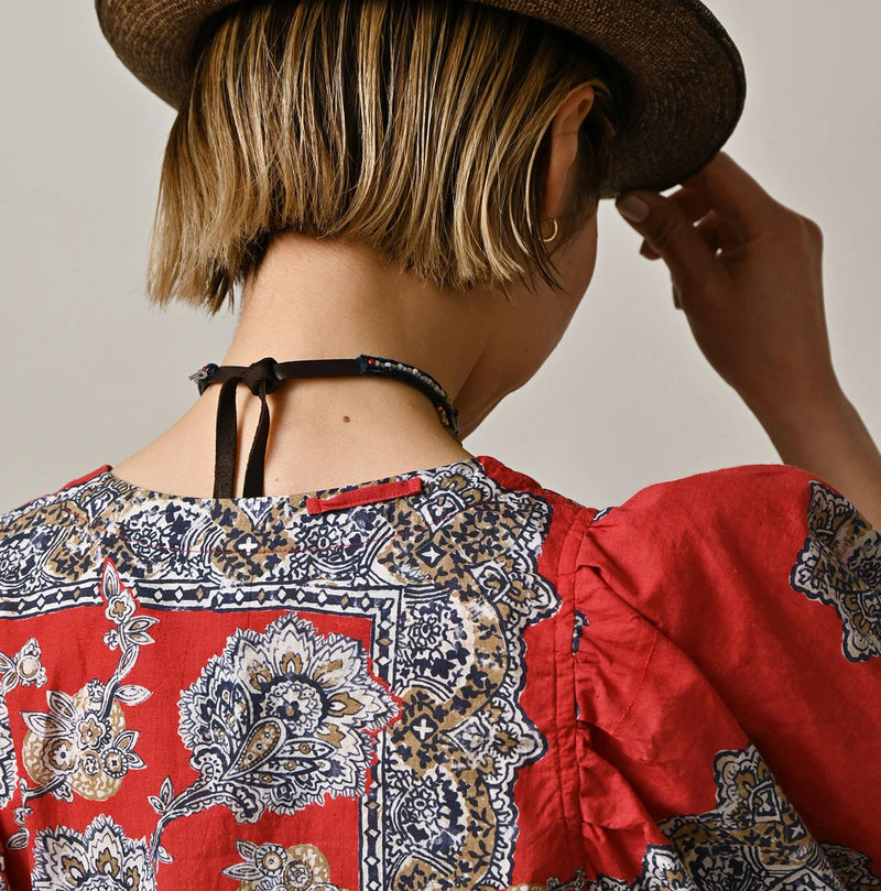 Khadi Bandana Paisley Puff Sleeve Blouse - Image 12