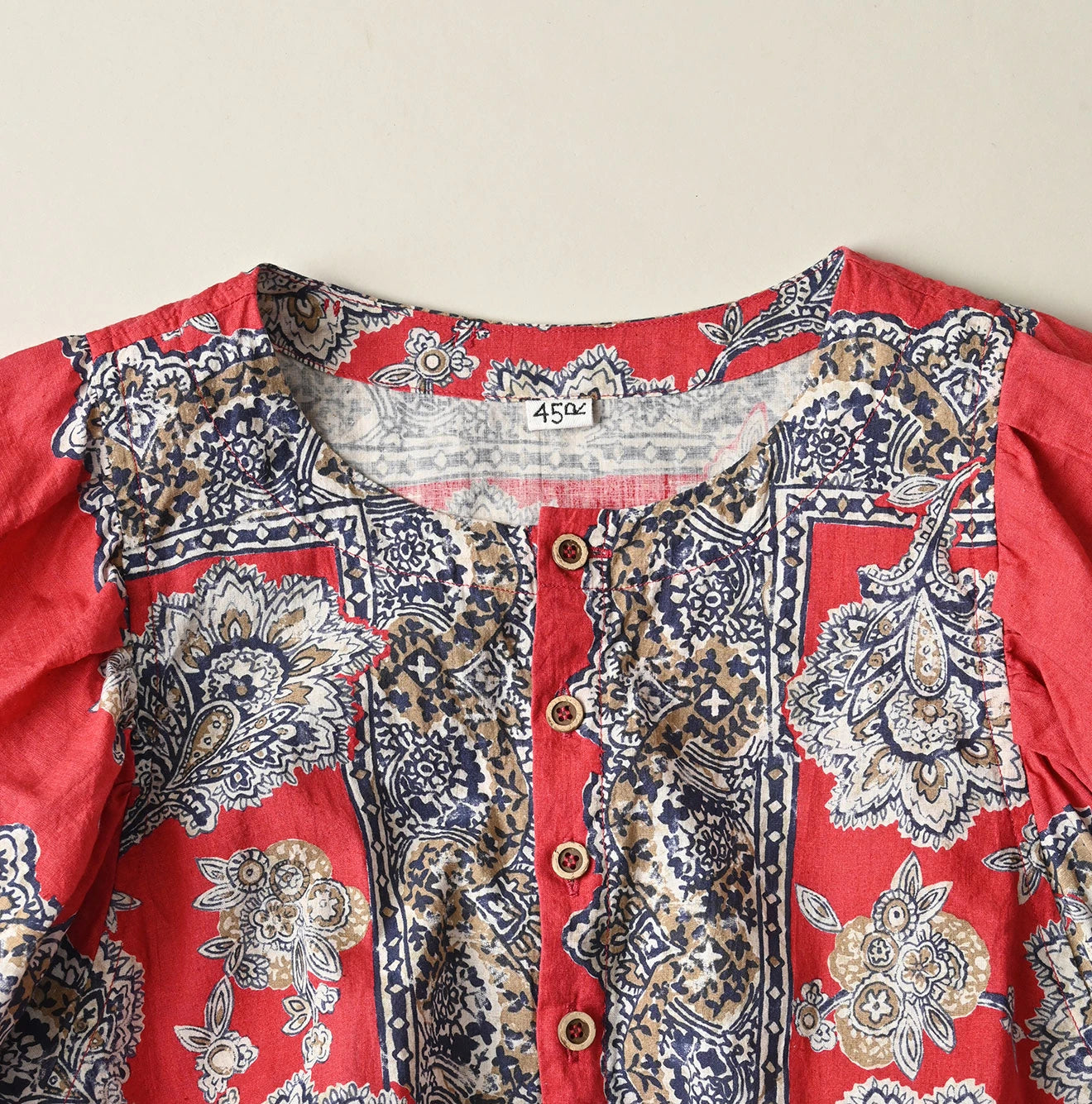 Khadi Bandana Paisley Puff Sleeve Blouse - Image 15