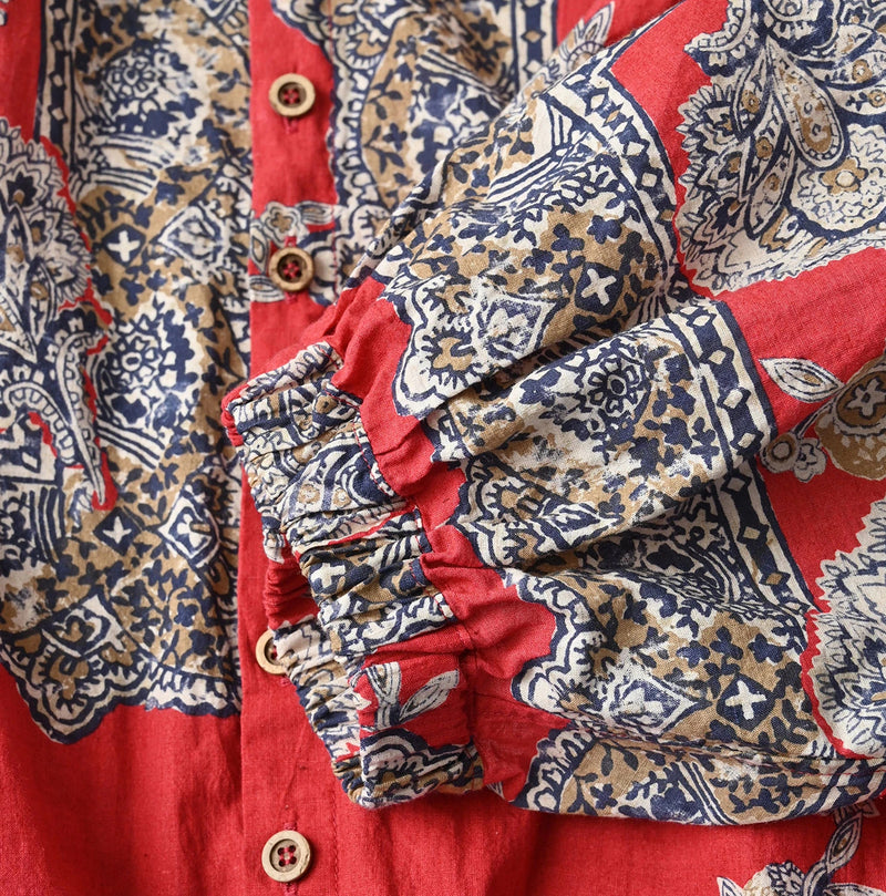 Khadi Bandana Paisley Puff Sleeve Blouse - Image 18