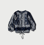Indigo Khadi Bandana Paisley Puff Sleeve Blouse