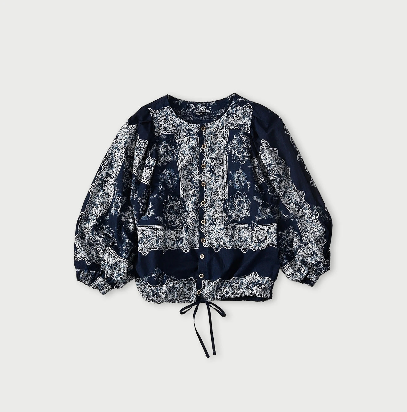 Indigo Khadi Bandana Paisley Puff Sleeve Blouse - Image 1