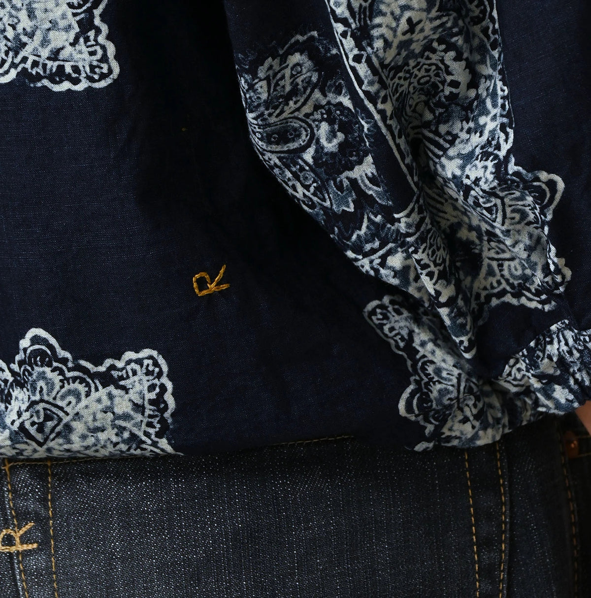 Indigo Khadi Bandana Paisley Puff Sleeve Blouse