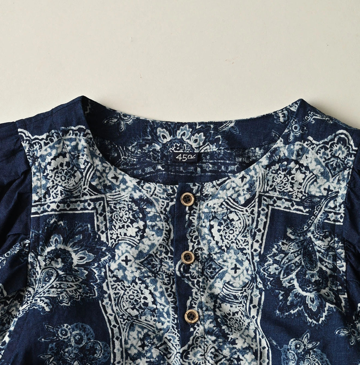 Indigo Khadi Bandana Paisley Puff Sleeve Blouse
