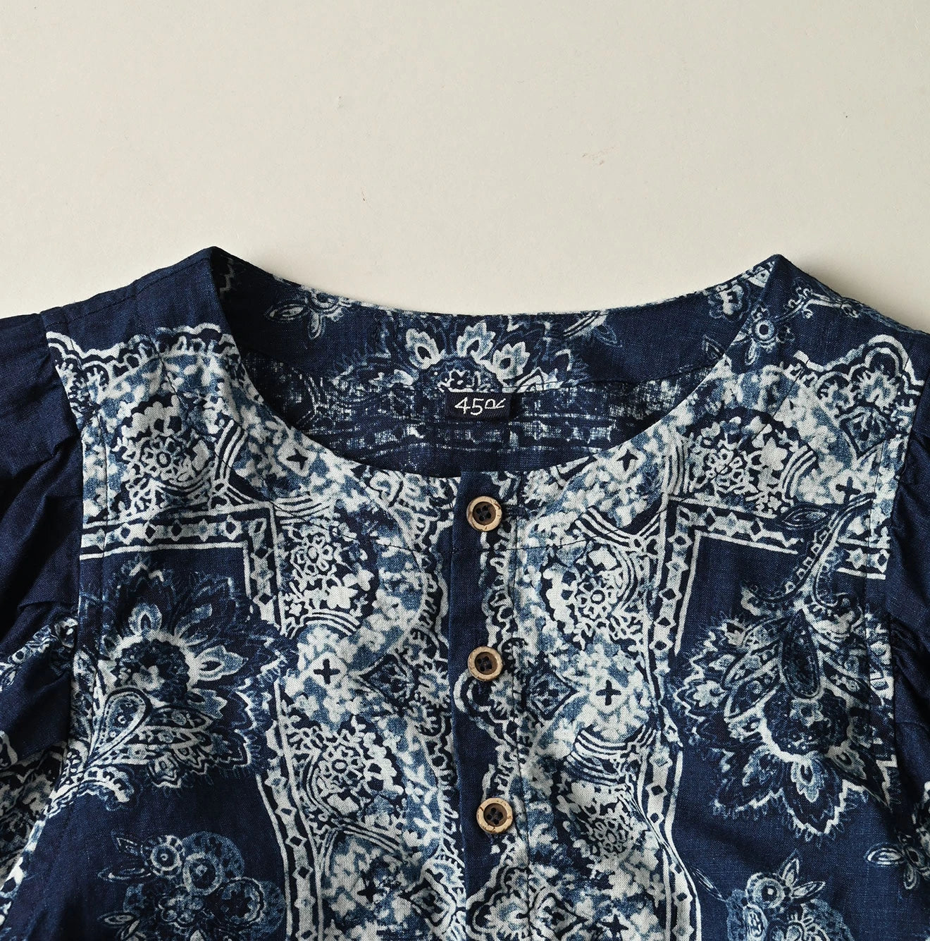Indigo Khadi Bandana Paisley Puff Sleeve Blouse - Image 12