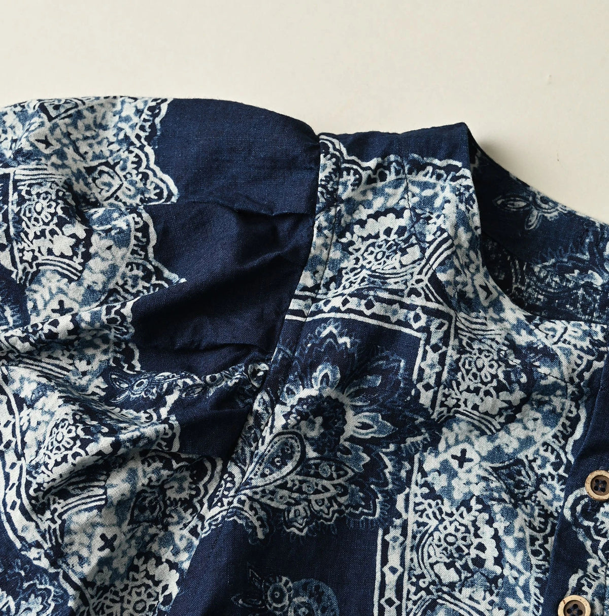 Indigo Khadi Bandana Paisley Puff Sleeve Blouse