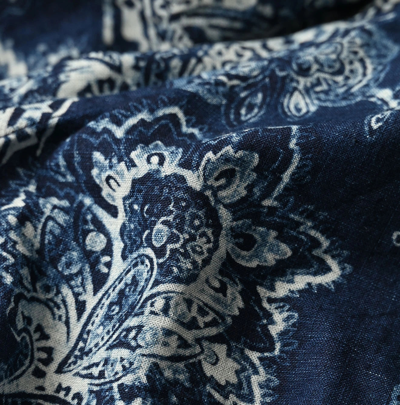 Indigo Khadi Bandana Paisley Puff Sleeve Blouse