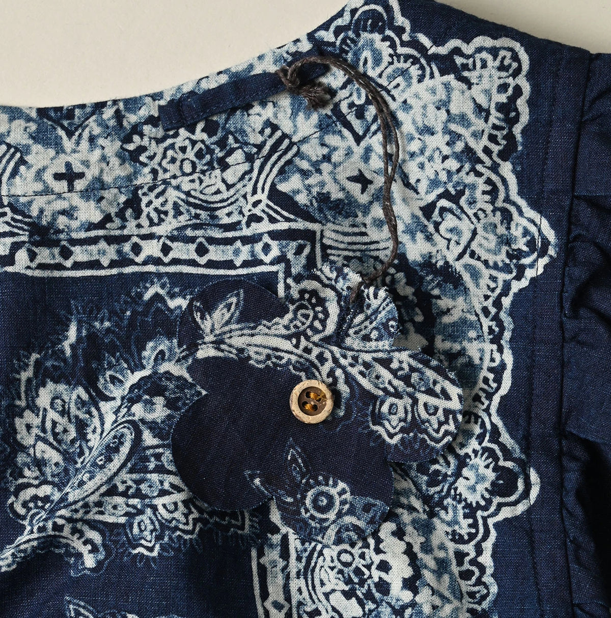 Indigo Khadi Bandana Paisley Puff Sleeve Blouse