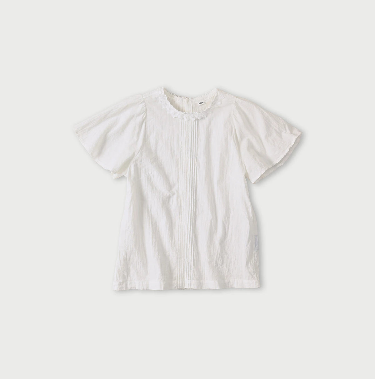 45R Khadi Pintuck Lace Blouse (White)