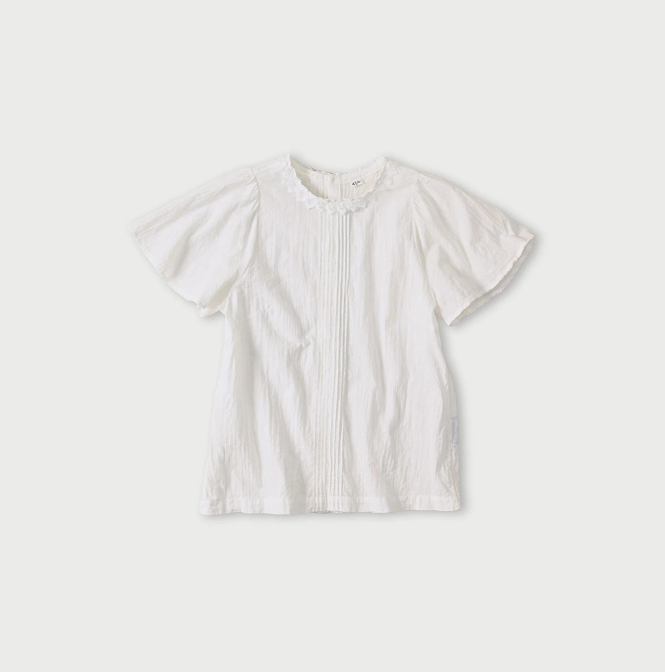 45R Khadi Pintuck Lace Blouse (White) - Image 1