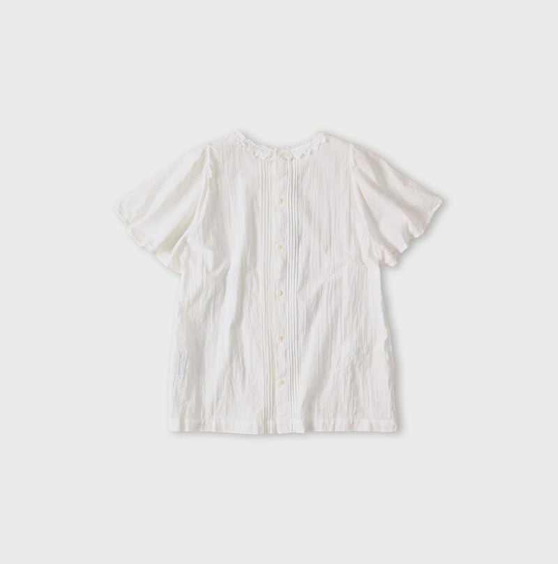 45R Khadi Pintuck Lace Blouse (White) - Image 10