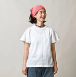 45R Khadi Pintuck Lace Blouse (White)