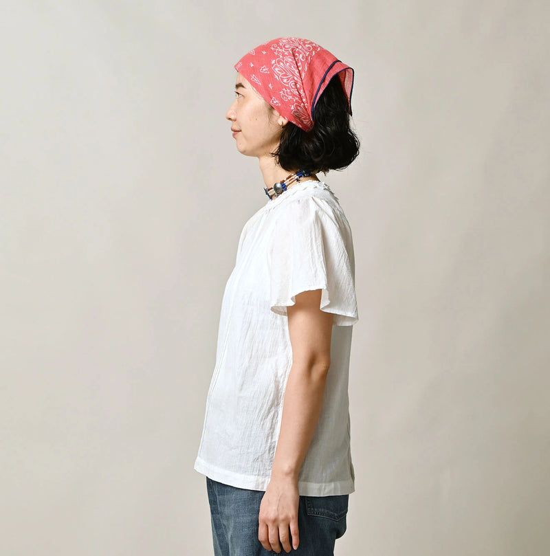 45R Khadi Pintuck Lace Blouse (White) - Image 4