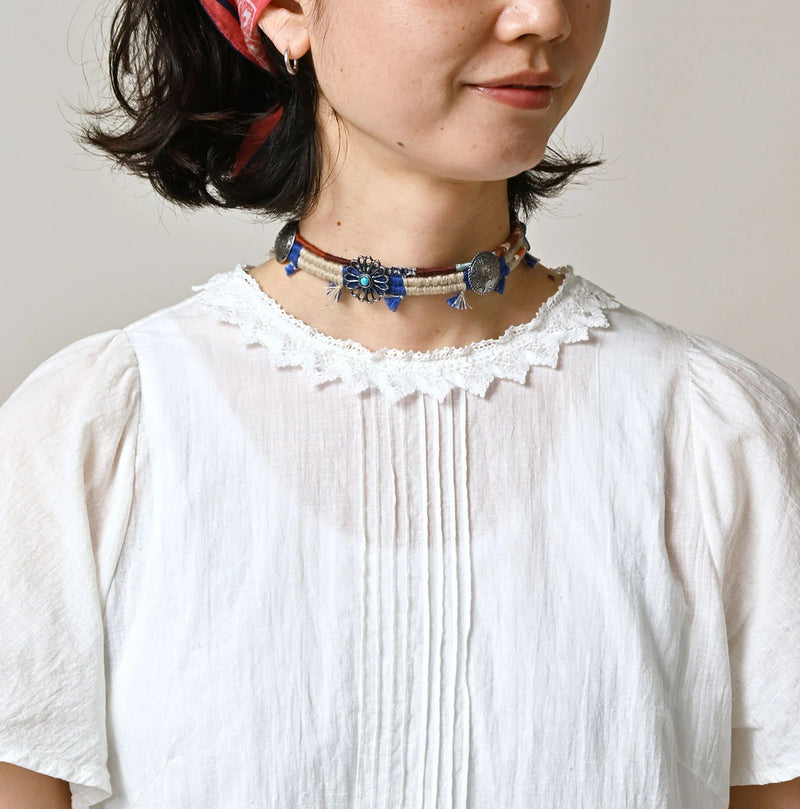 45R Khadi Pintuck Lace Blouse (White) - Image 6