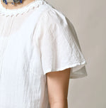 45R Khadi Pintuck Lace Blouse (White)