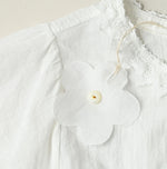 45R Khadi Pintuck Lace Blouse (White)