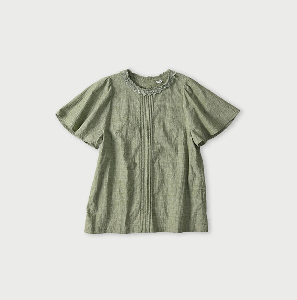 45R Khadi Pintuck Lace Blouse