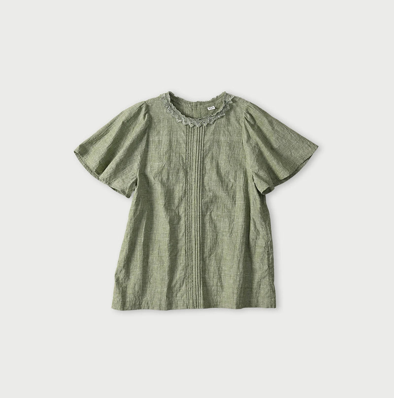 45R Khadi Pintuck Lace Blouse - Image 2