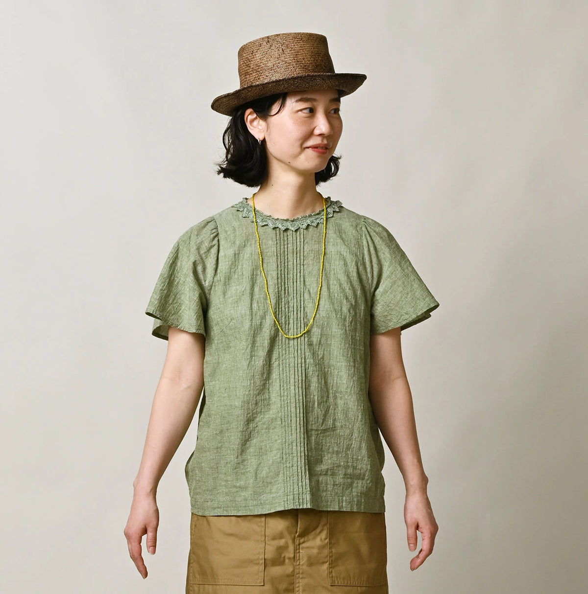 45R Khadi Pintuck Lace Blouse