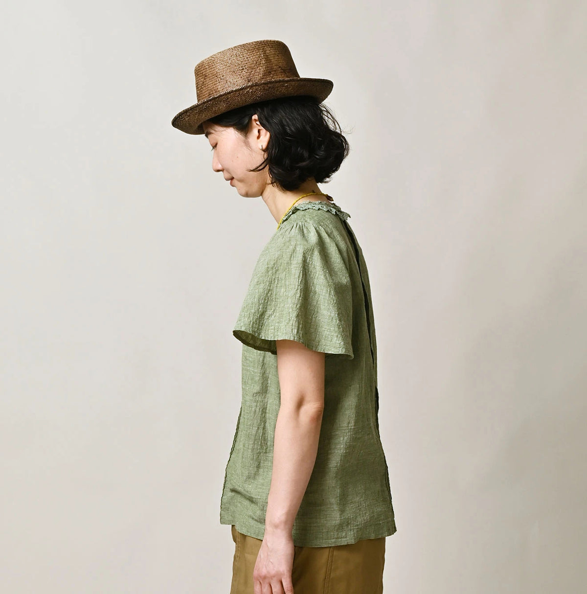 45R Khadi Pintuck Lace Blouse