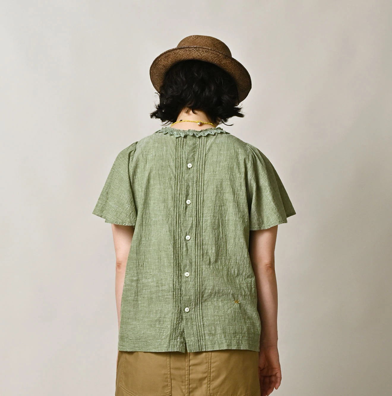 45R Khadi Pintuck Lace Blouse - Image 7