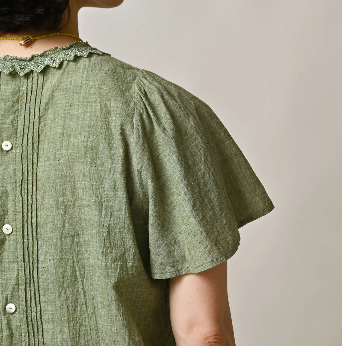 45R Khadi Pintuck Lace Blouse