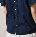 45R Ai Indigo Khadi Pintuck Lace Blouse