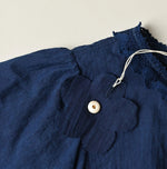 45R Ai Indigo Khadi Pintuck Lace Blouse