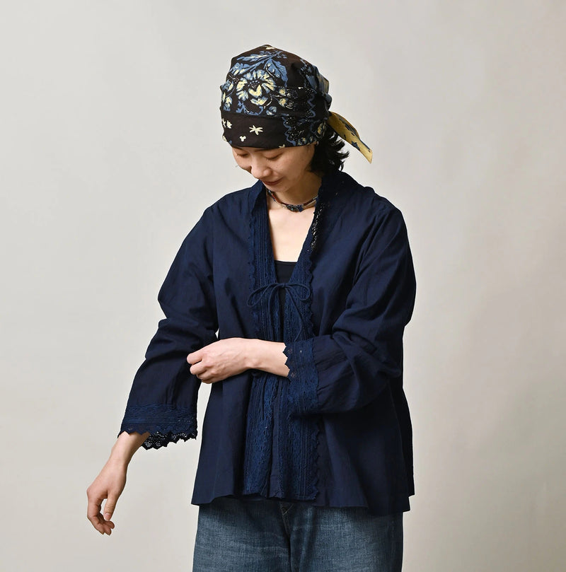 45R Ai Indigo Khadi Lace Cache-Coeur - Image 3