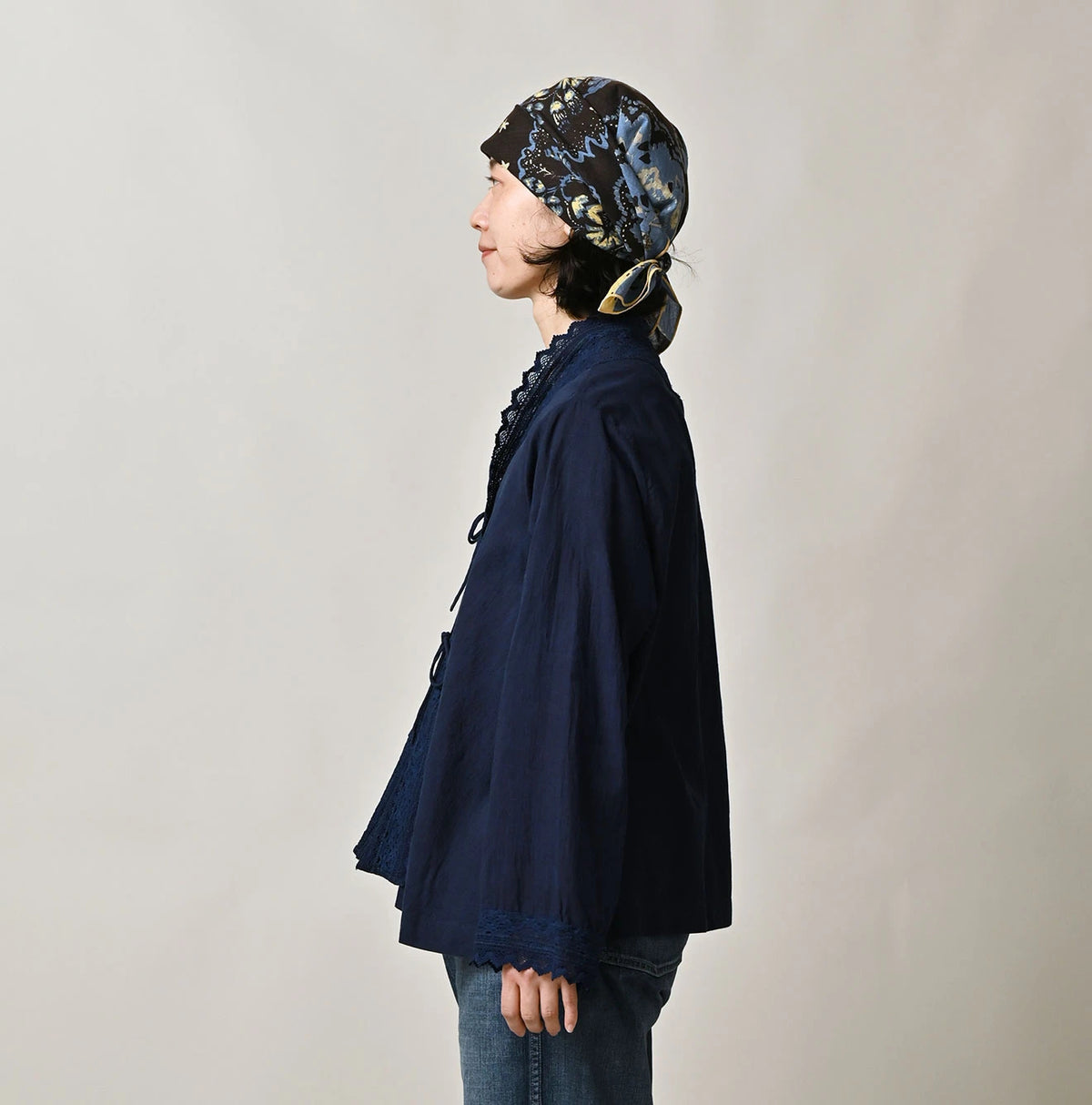 45R Ai Indigo Khadi Lace Cache-Coeur