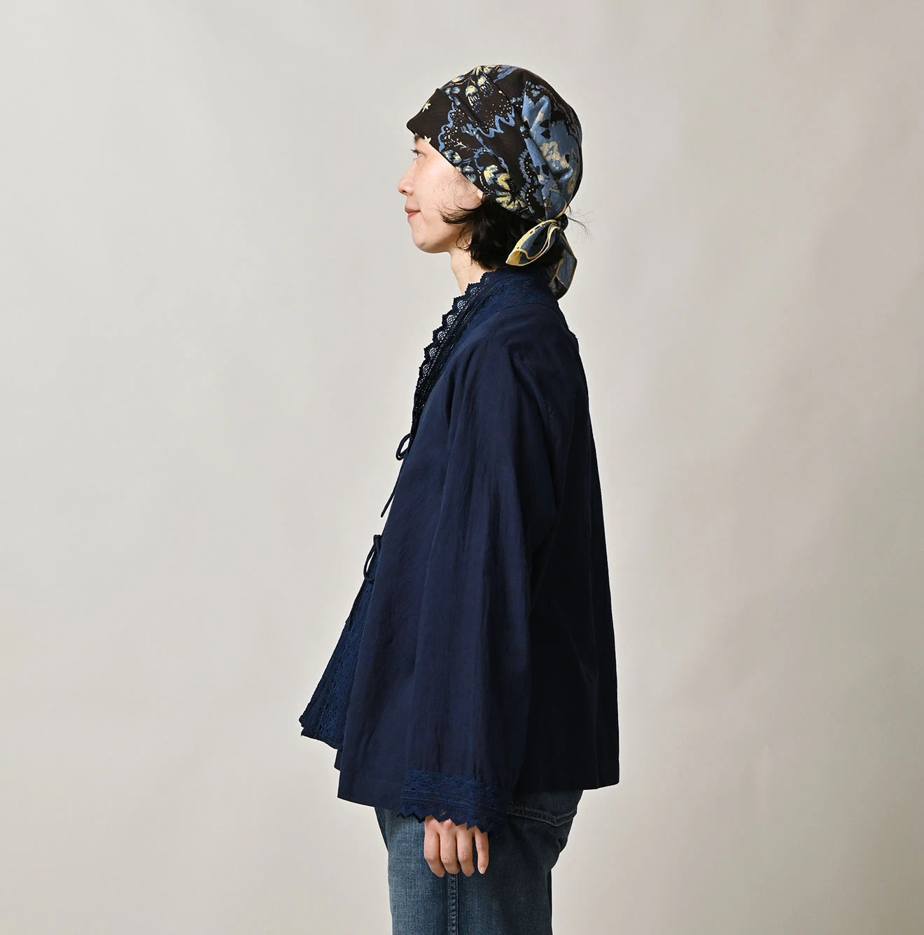 45R Ai Indigo Khadi Lace Cache-Coeur - Image 4